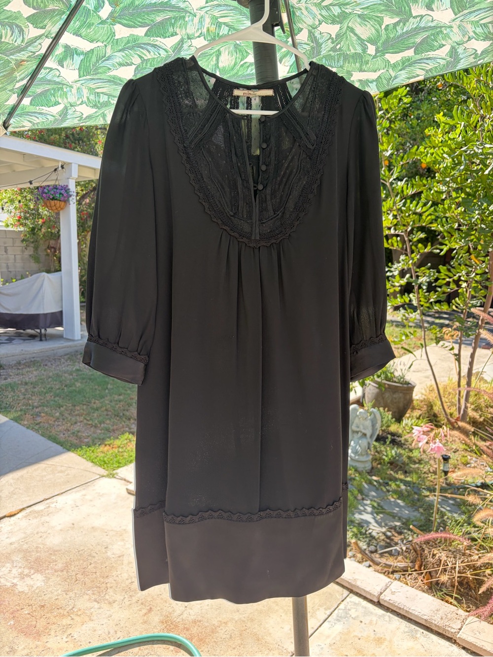 Black Lace-Yoke Midi Dress